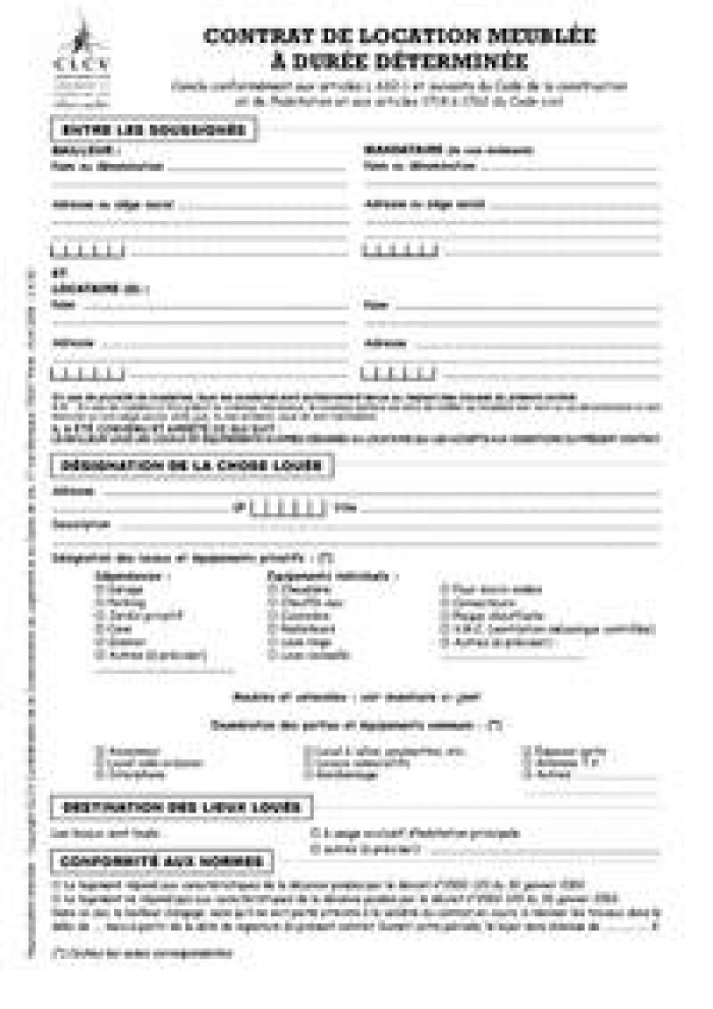 Contrat de location meublée