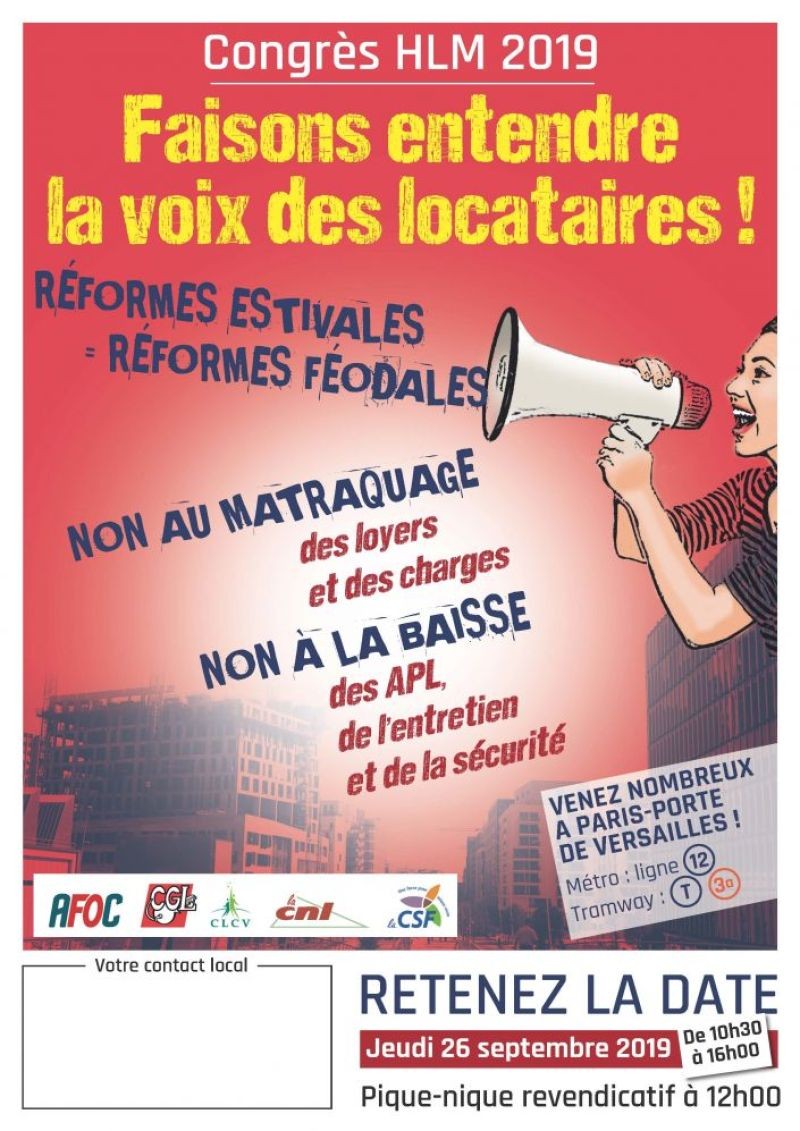 Manifestation pour le 80ème congrès HLM : venez nombreux !