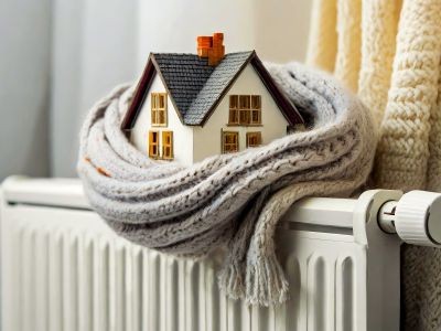 maison avec une écharpe sur un radiateur