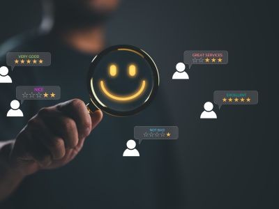 doigt montrant un smiley et des silhouettes d'homme et des étoiles