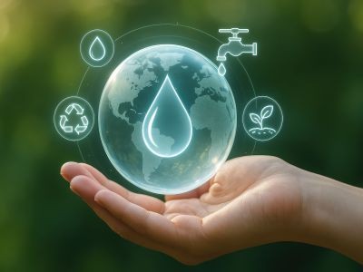 main bulle goutte d'eau  robinet sigle recyclage plante
