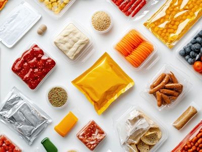 différents aliments dans des emballages